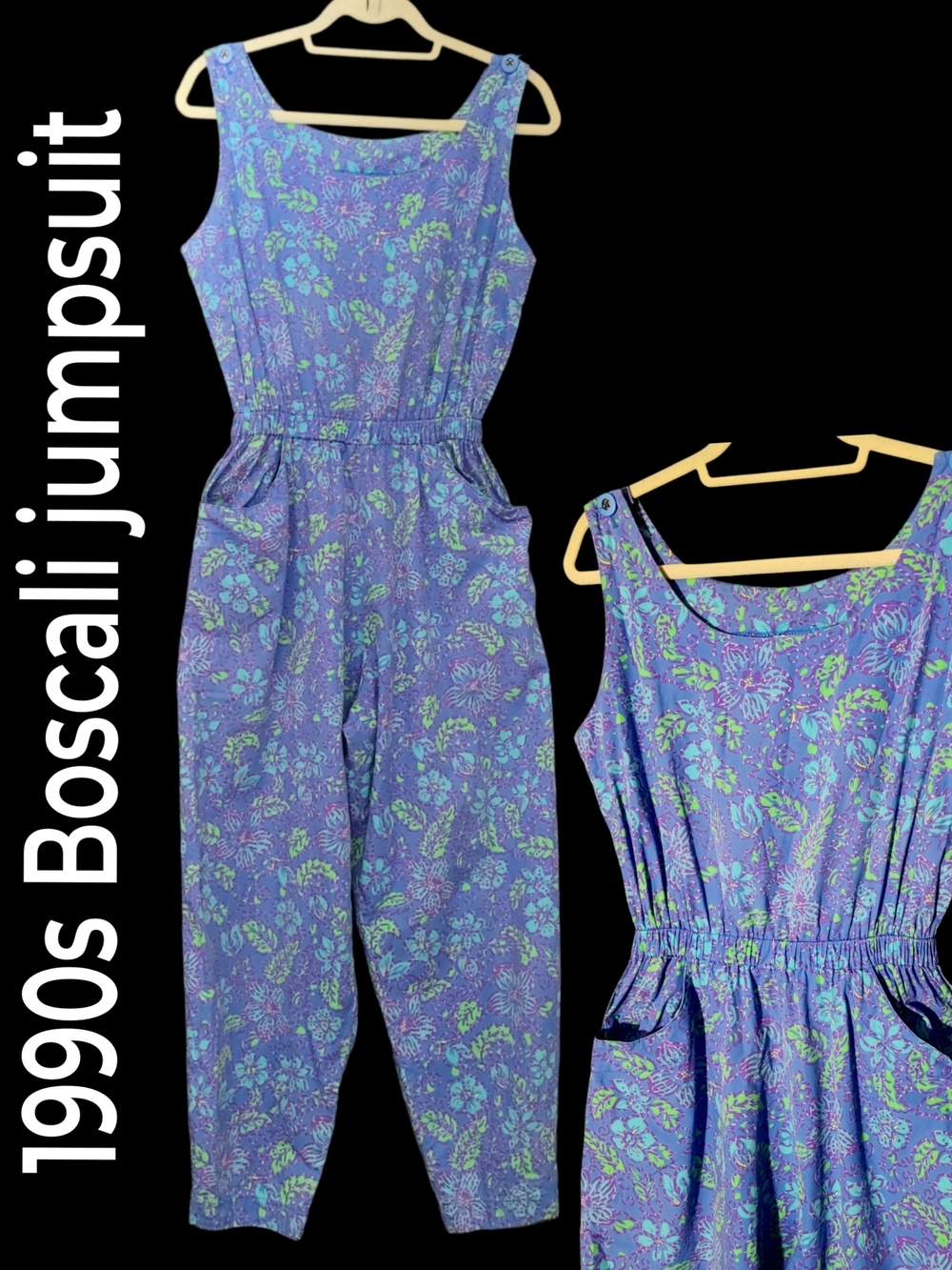 Vintage 90s Boscali Floral 1 Piece Jumpsuit With Pockets